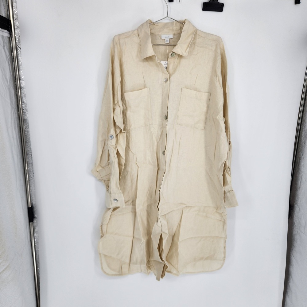 J. Jill Pure Jill Barley Linen Blend Button Front Shirt Dress 2X NWT 341441